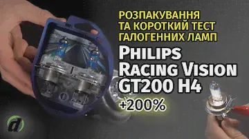 Галогенові лампи Philips RacingVision GT200 H4 +200% 12342RGTS2