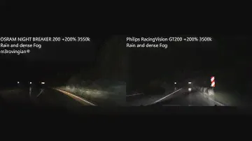 OSRAM NIGHT BREAKER 200 vs Philips RacingVision GT200 on Rain