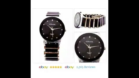Black Ceramic Men's Gents Bracelet Watch Quartz Movement USA