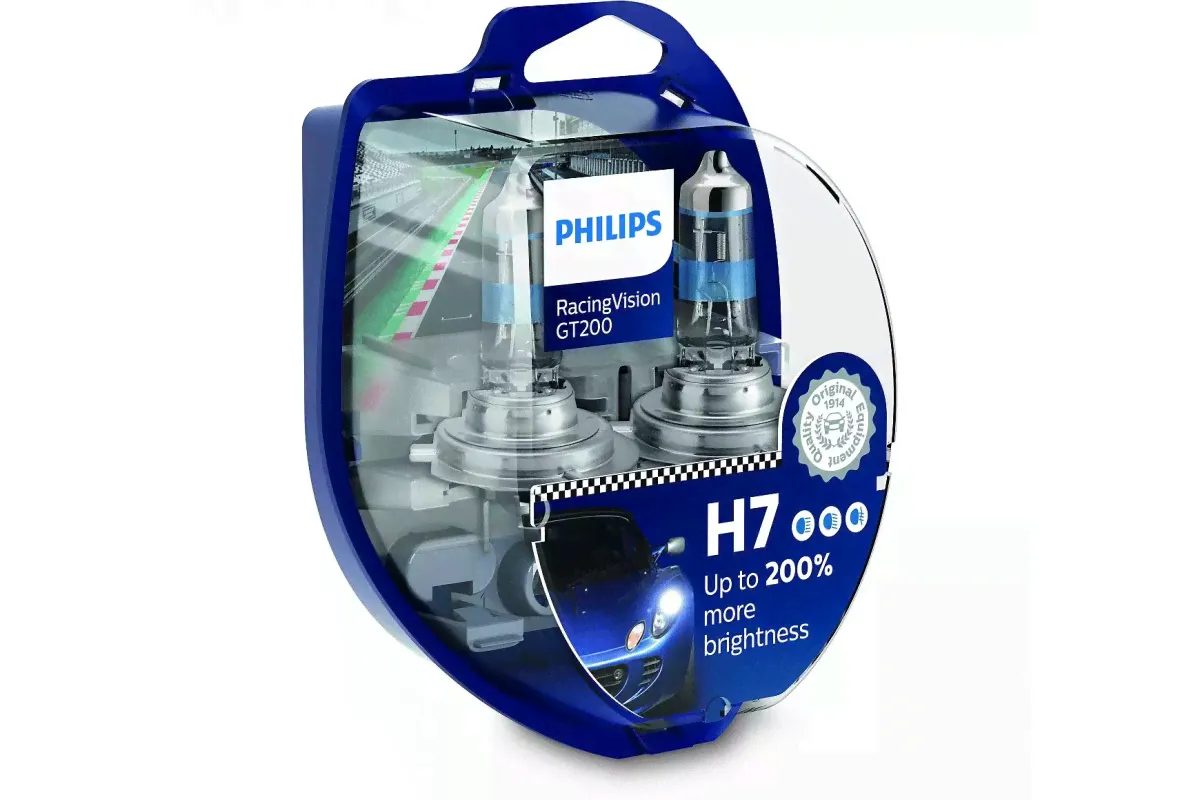 Автолампы H7 PHILIPS Racing Vision GT200 +200%